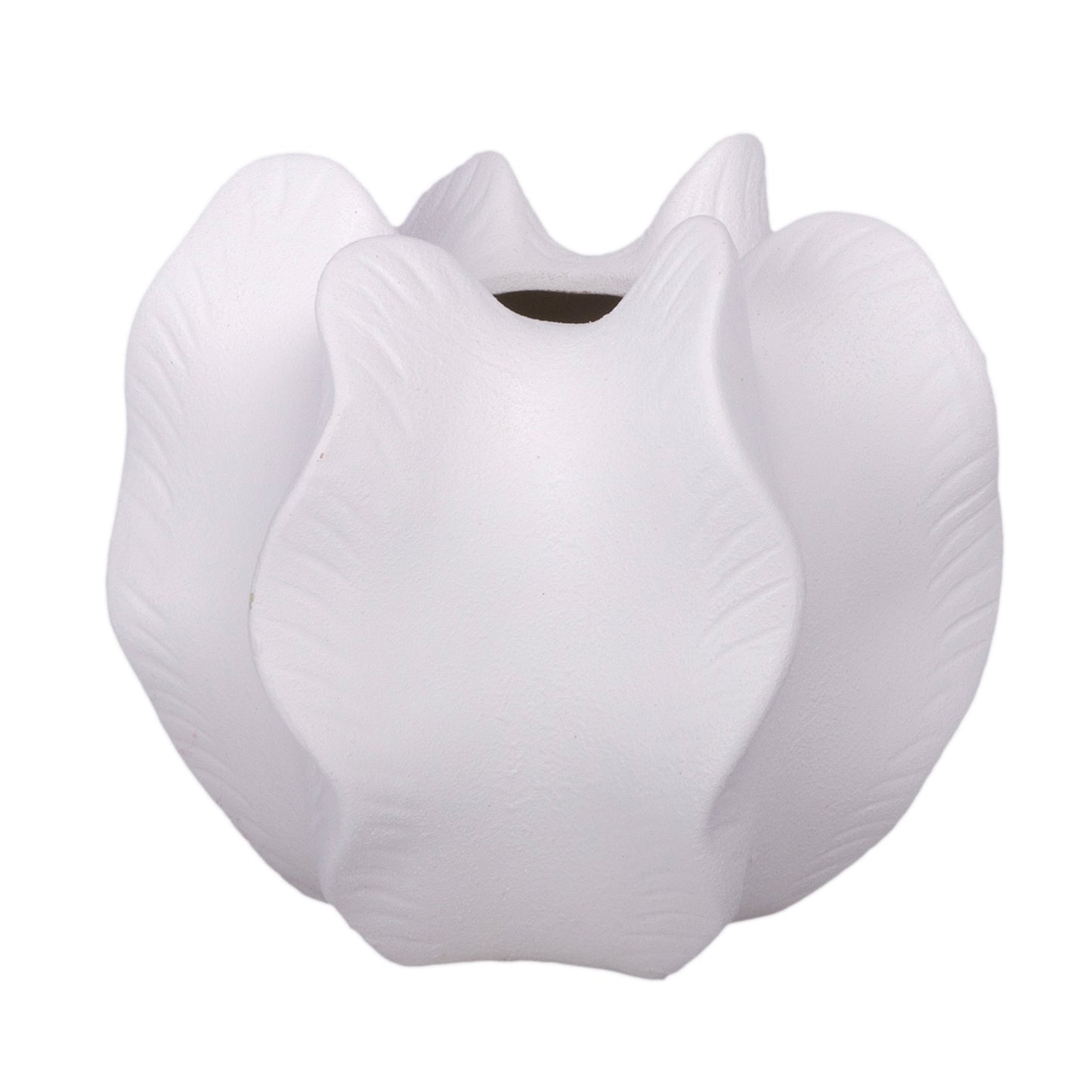Freya Four-Lobe Sculptural Ceramic Vase with Draped-Leaf Texture