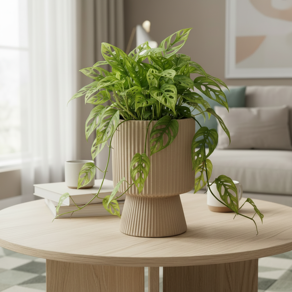 Oksana Ribbed Stoneware Vase with Tapered Pedestal Base