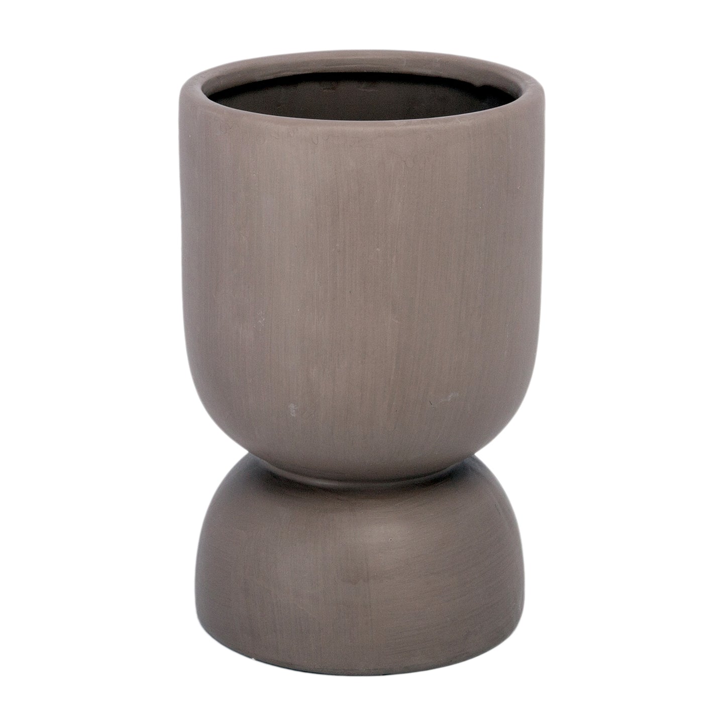 Feya Sculpted Stoneware Pot with Pedestal Base