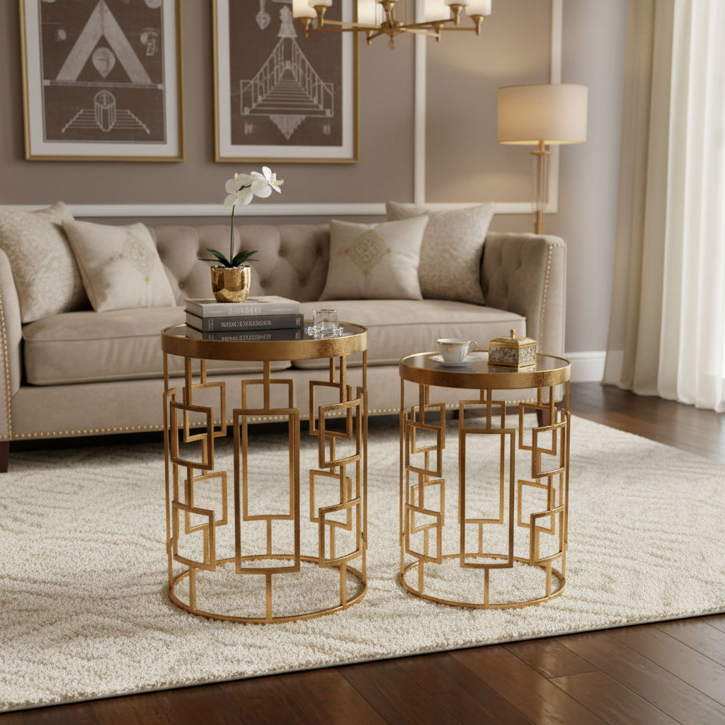 Livia Gold Mirrored Nesting Tables