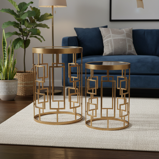 Livia Gold Mirrored Nesting Tables