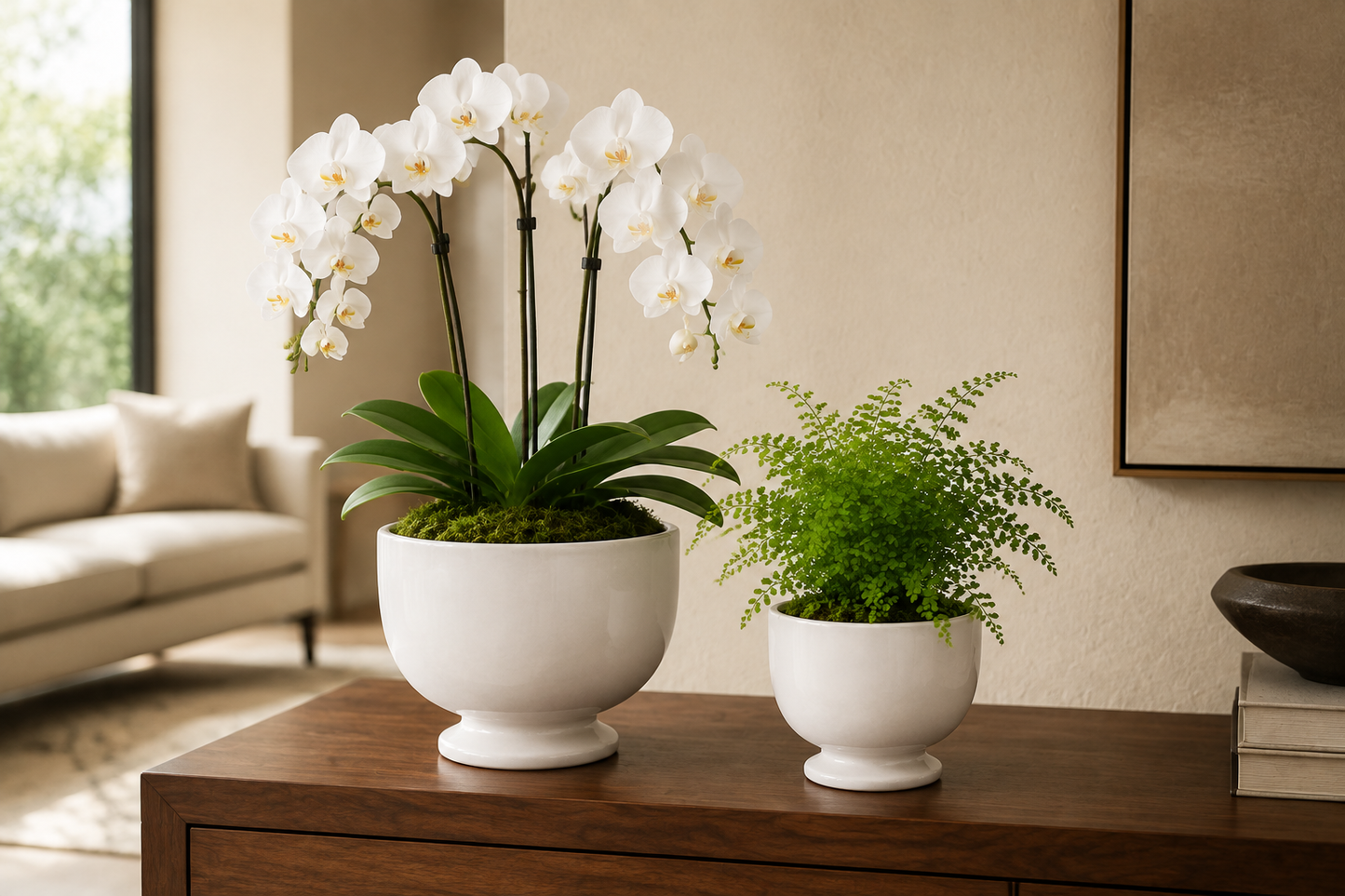 Kerry Ceramic White Pedestal Planter