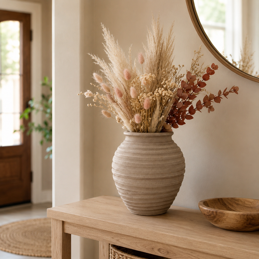 Adalynn Ribbed Terracotta Vase