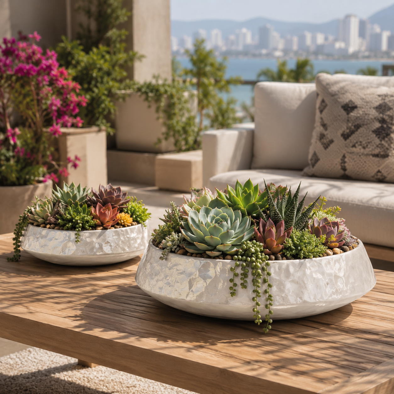 Ainsley Shell Mosaic Bowl Planter Set (Set of 2)