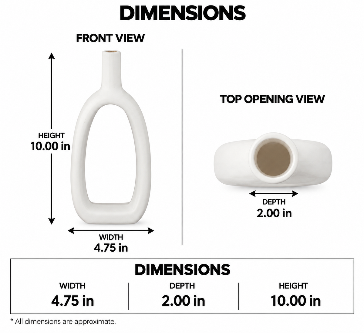 Allegra Ceramic Slim Oval Ring Vase