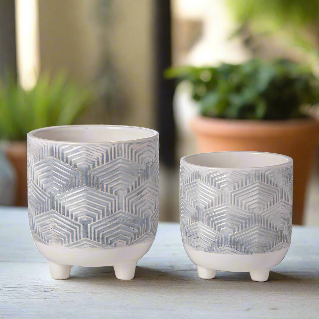 Arvian Baby Blue Tripod Planter Set (Set of 2)