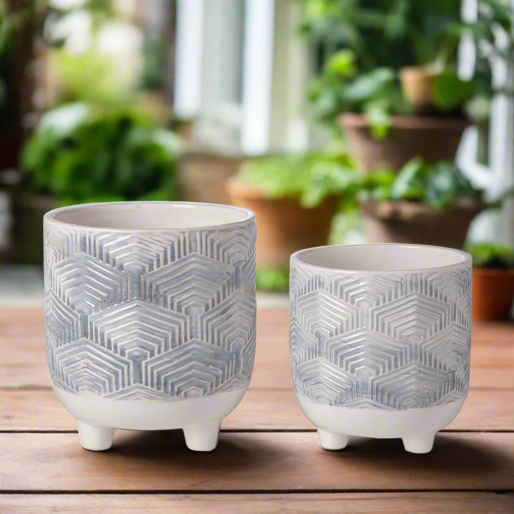 Arvian Baby Blue Tripod Planter Set (Set of 2)