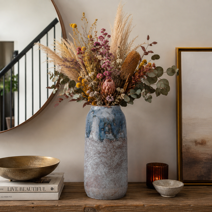Arya Ceramic Round Vase with Sculpted Rim