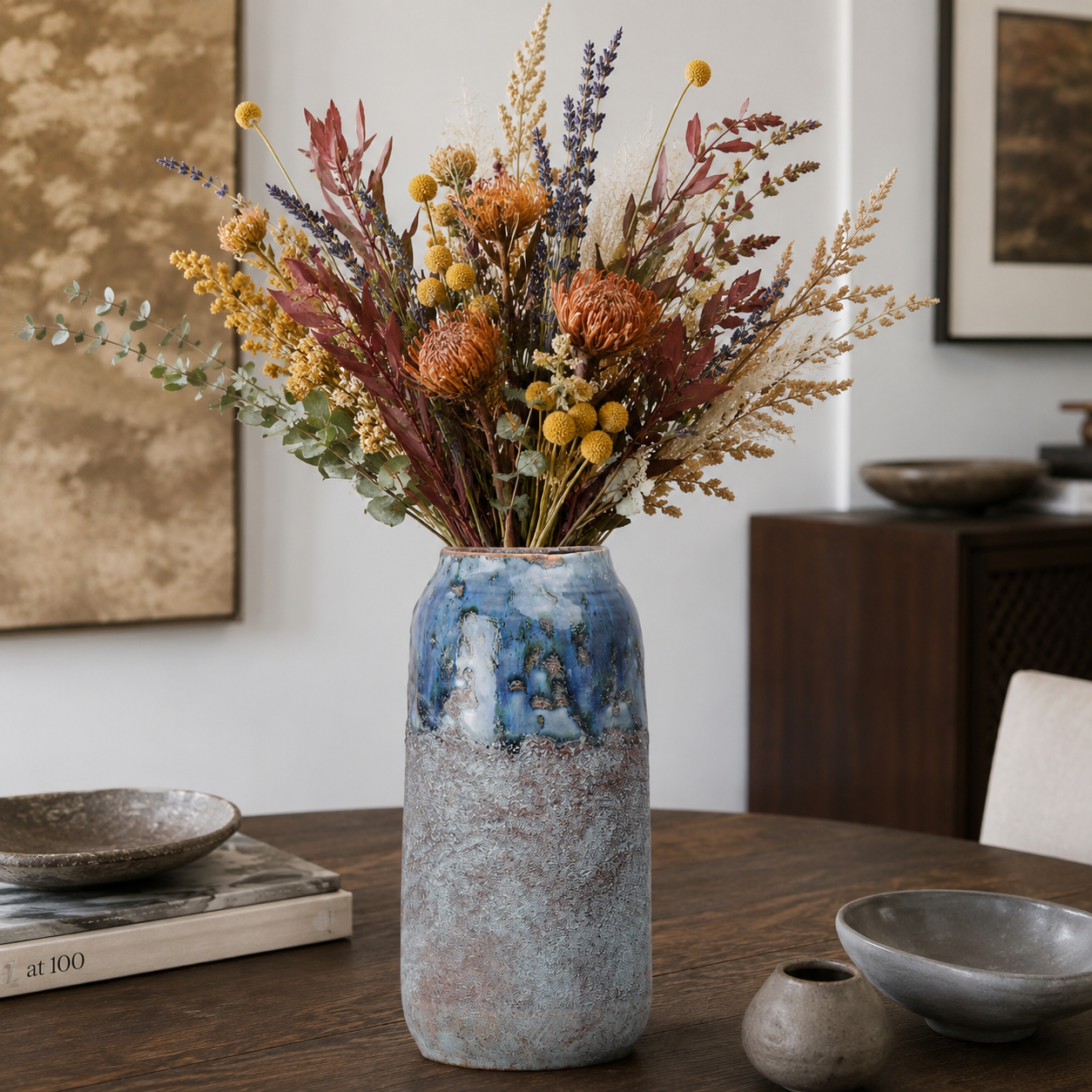 Arya Ceramic Round Vase with Sculpted Rim