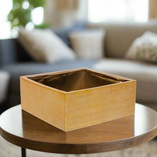 Aurenna Gold Brushed Ceramic Square Pot