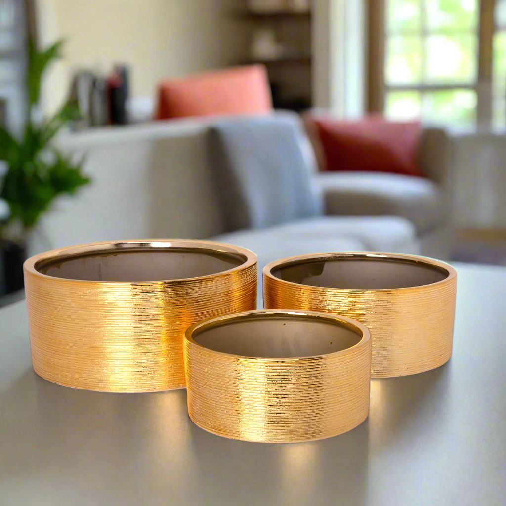 Aurion Brushed Gold Planter Set (Set of 3)