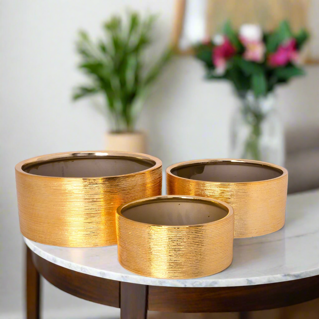 Aurion Brushed Gold Planter Set (Set of 3)