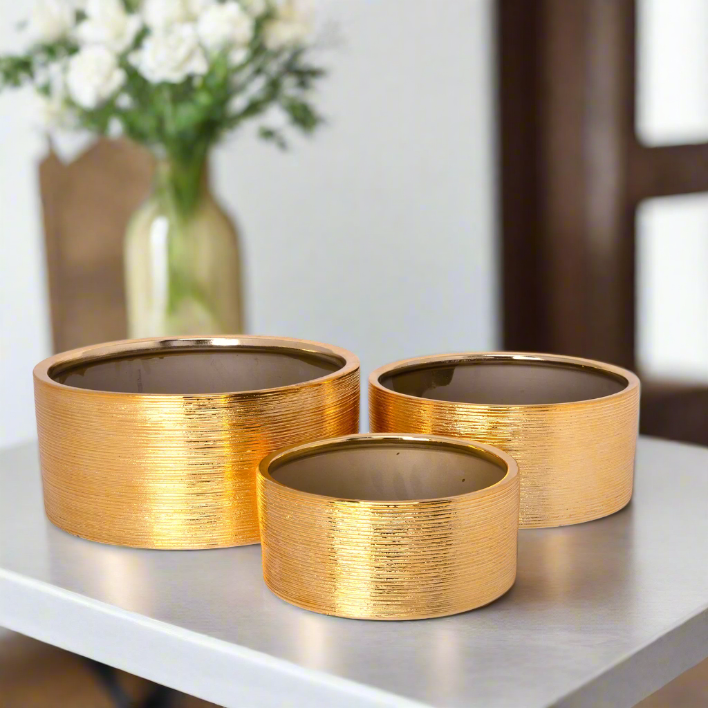 Aurion Brushed Gold Planter Set (Set of 3)