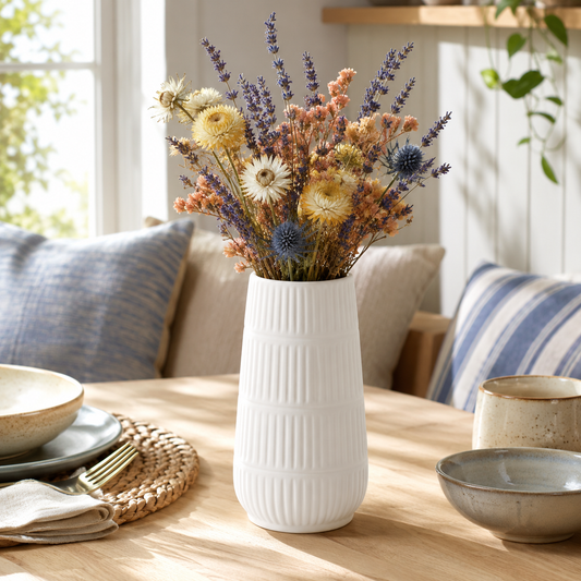 Axalie Ribbed Ceramic Cylinder Vase