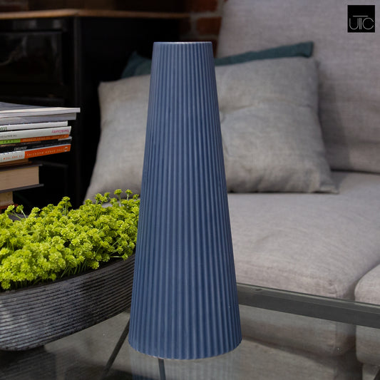 Vahlia Embossed Column Ceramic Vase
