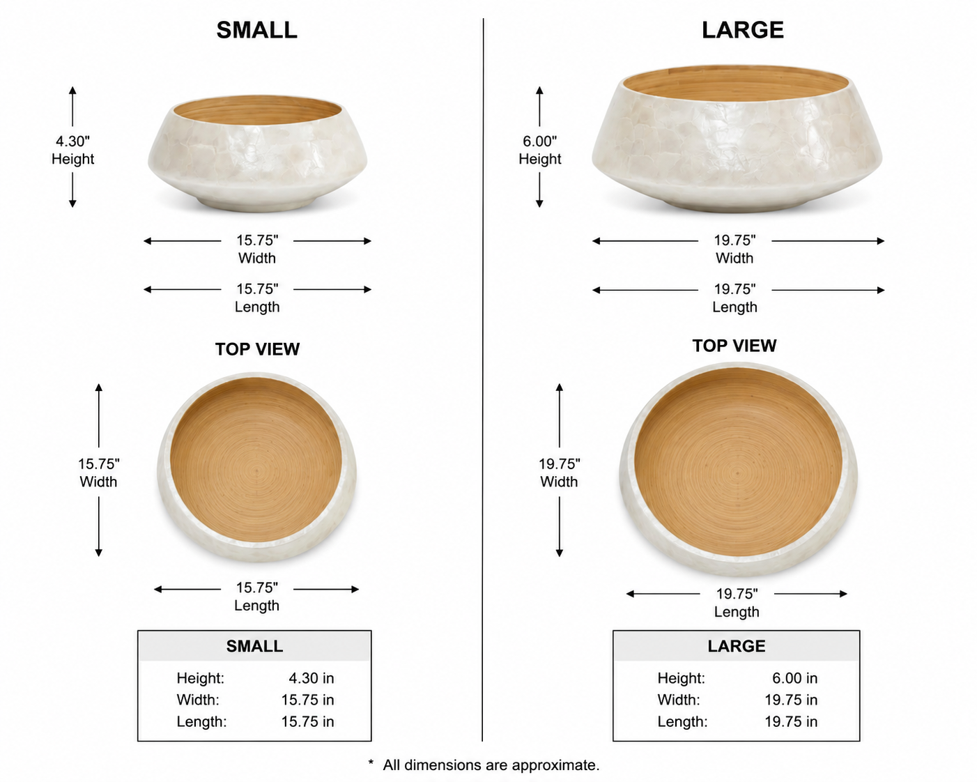 Melia Shell Mosaic Bowl Planter Set (Set of 2)