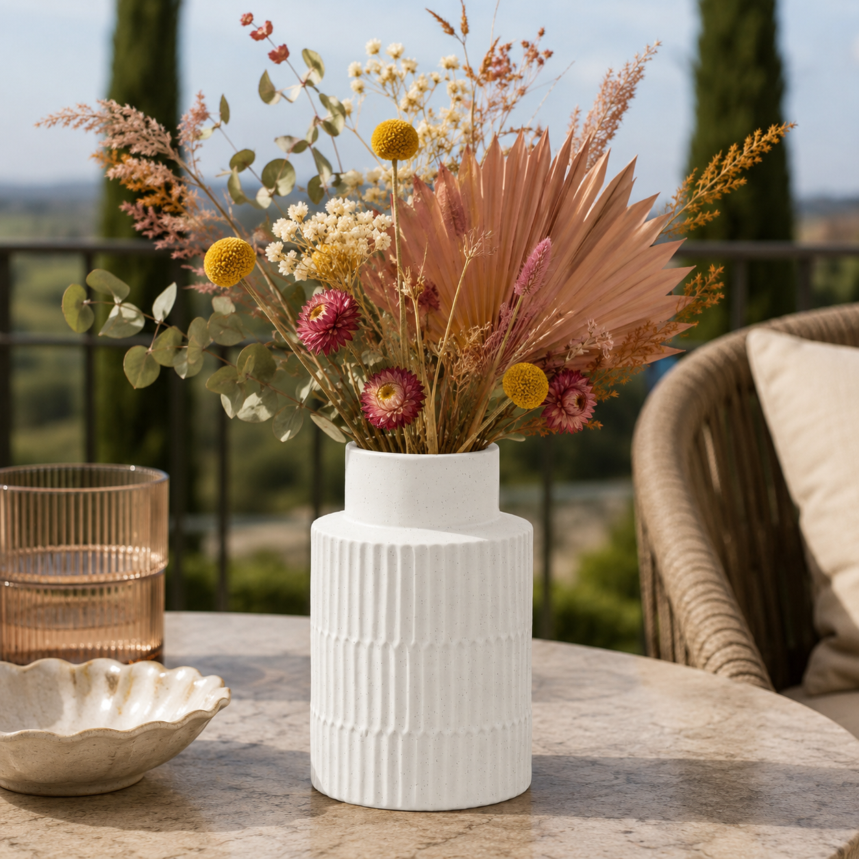 Bronte Speckled Ceramic Round Vase