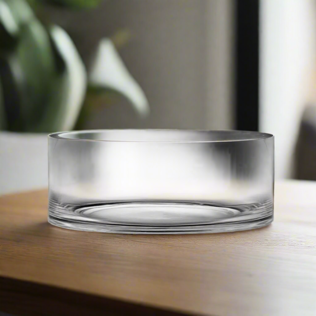 Orion Wide Clear Glass Cylinder Vase