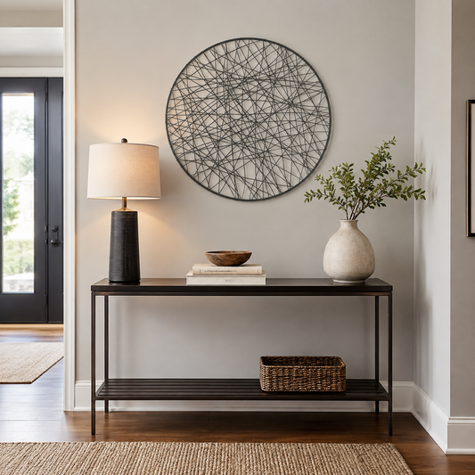 Cali Abstract Line Metal Round Wall Art