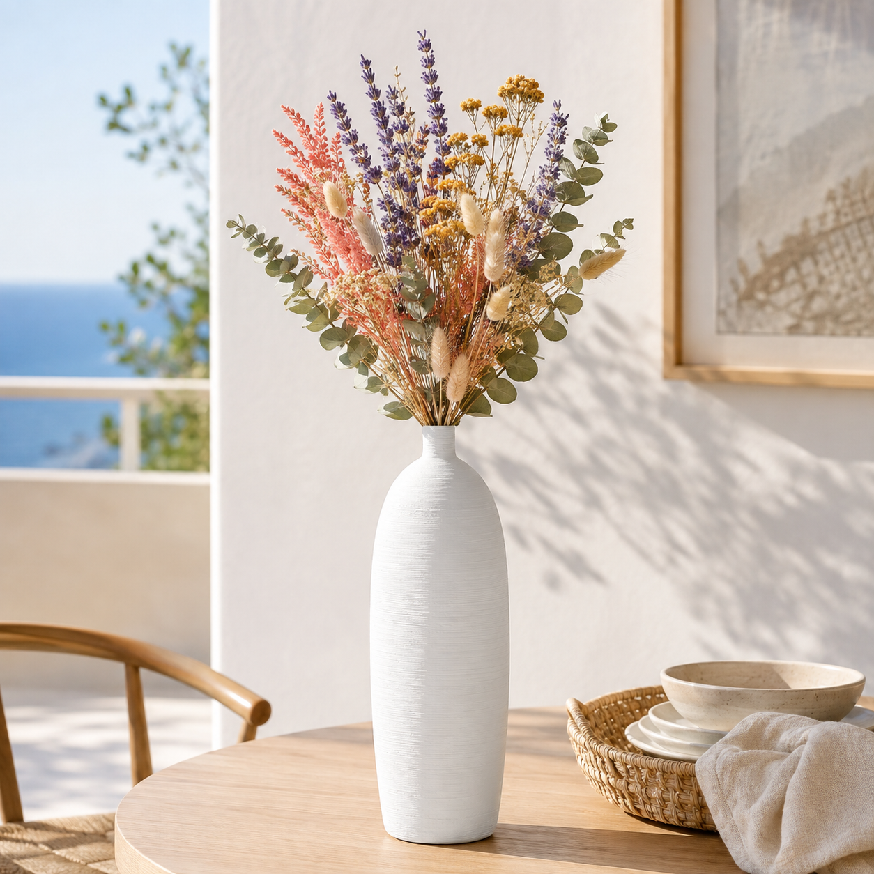 Calvessa Ceramic Tall Cylindrical Vase