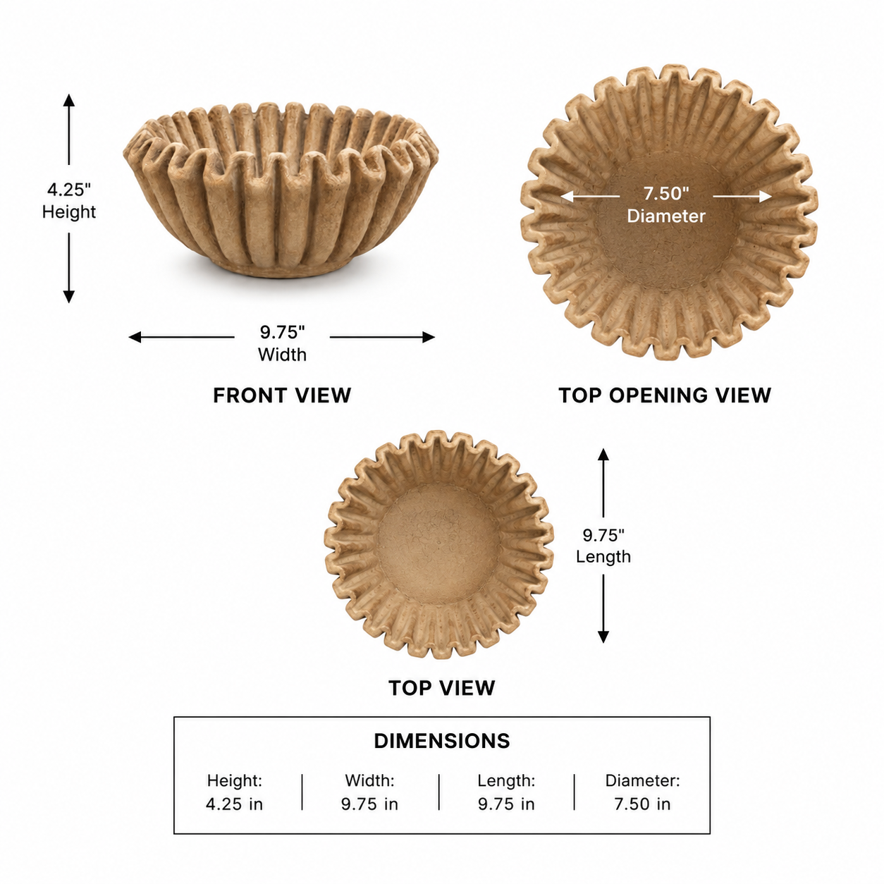 Rena Fluted Cement Bowl Planter