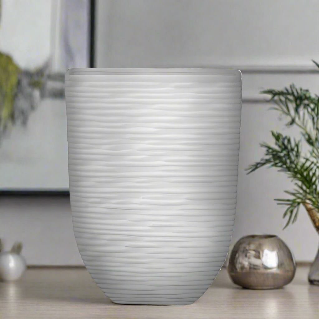 Ceramic Rectangle Vase Matte Finish White
