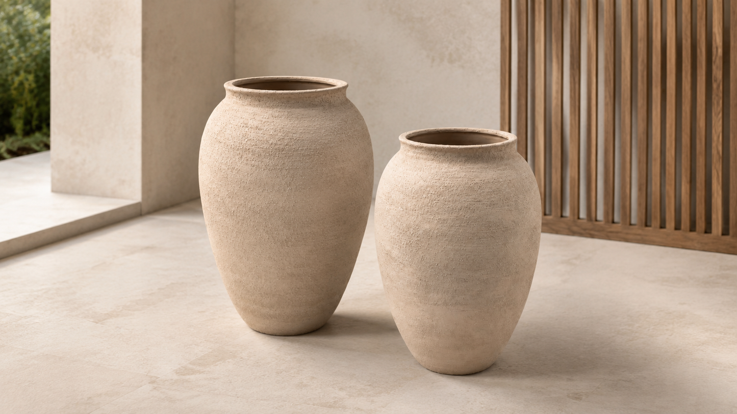 Ori Amphora-Style Textured Ceramic Vase