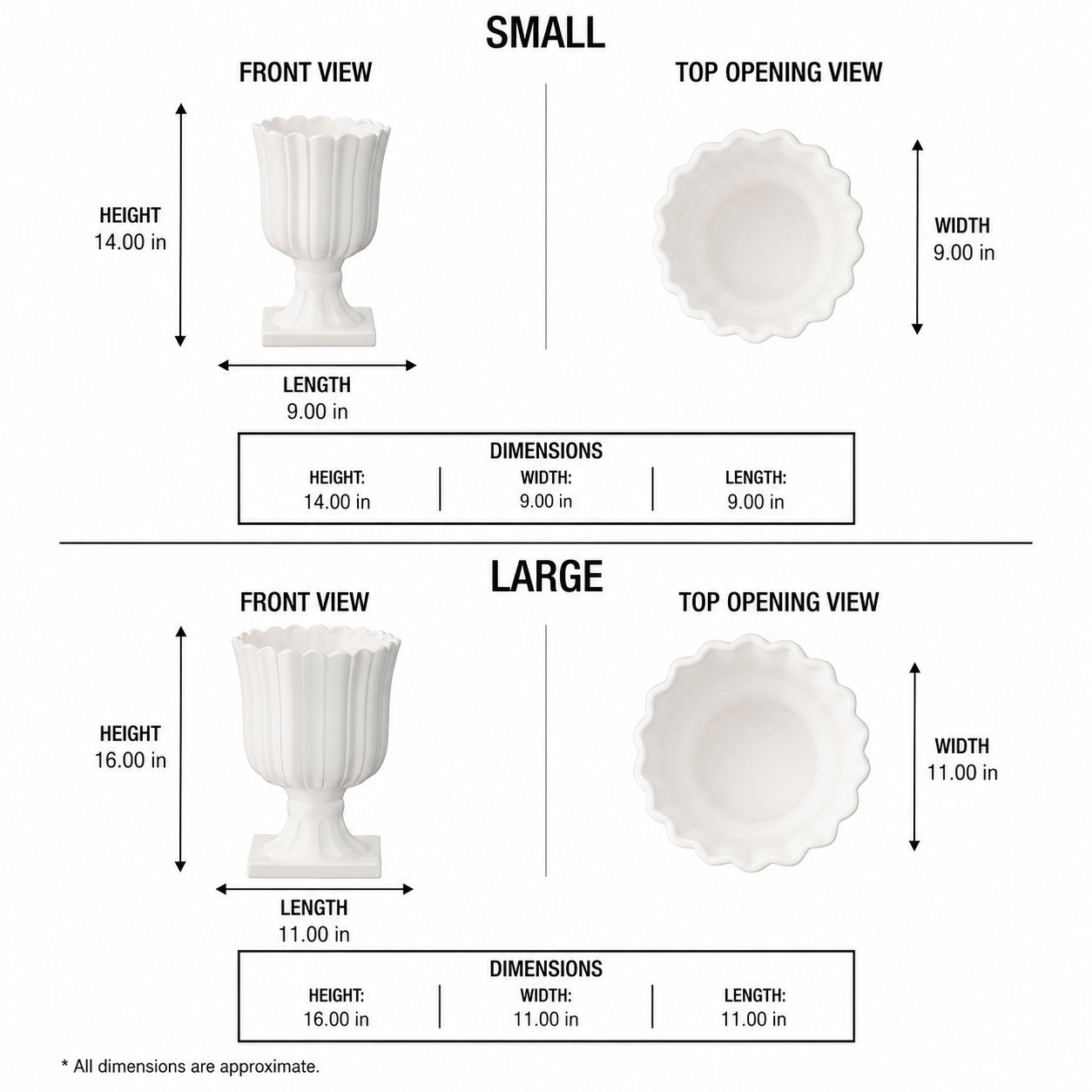 Clarisse Ceramic Tulip Urn Planter