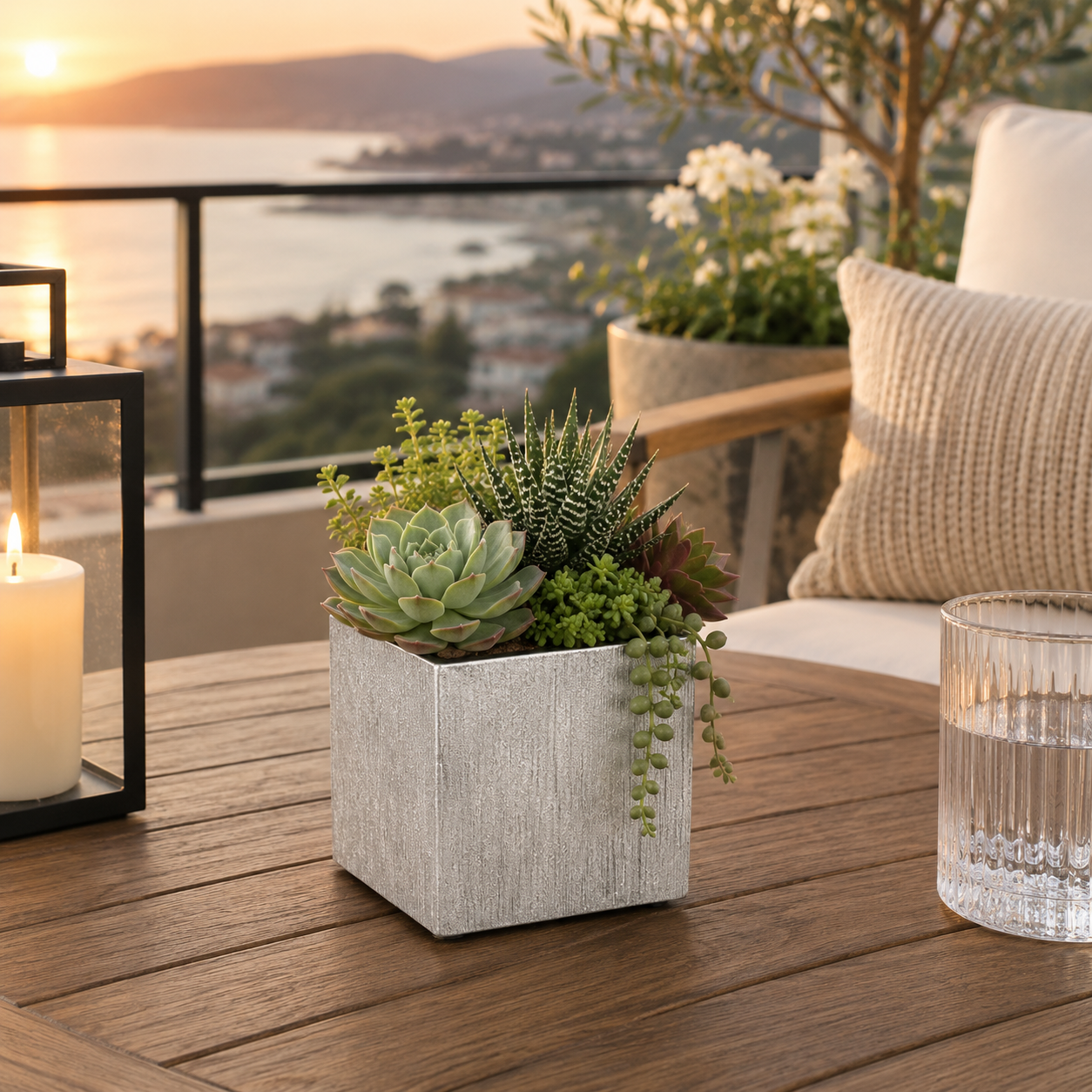 Dara Textured Cube Ceramic Planter