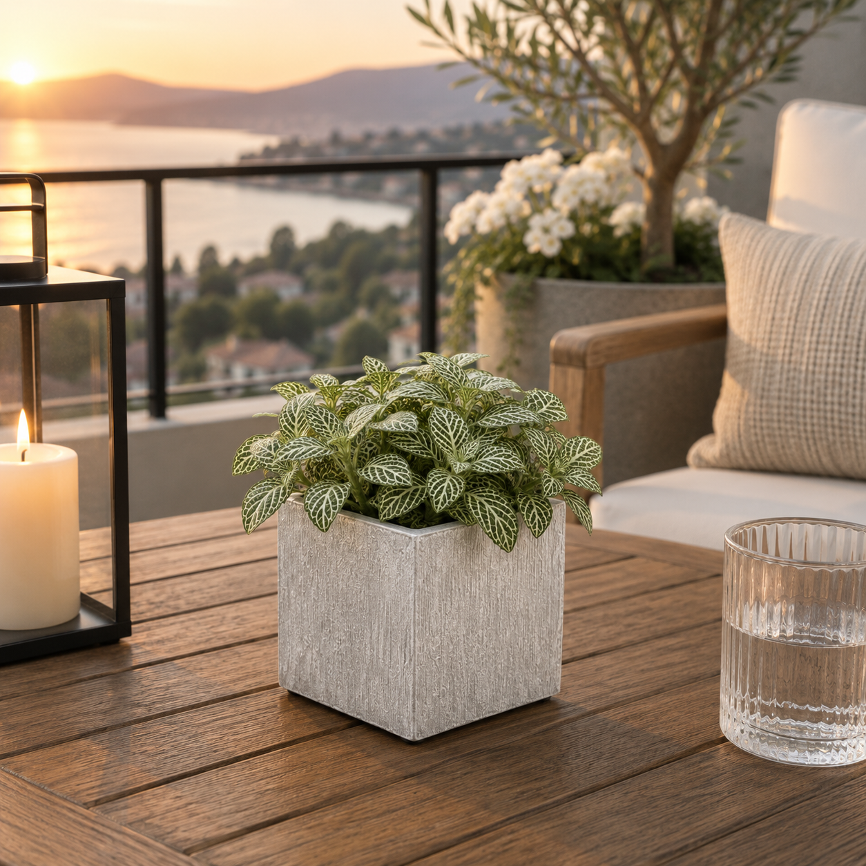 Dara Textured Cube Ceramic Planter