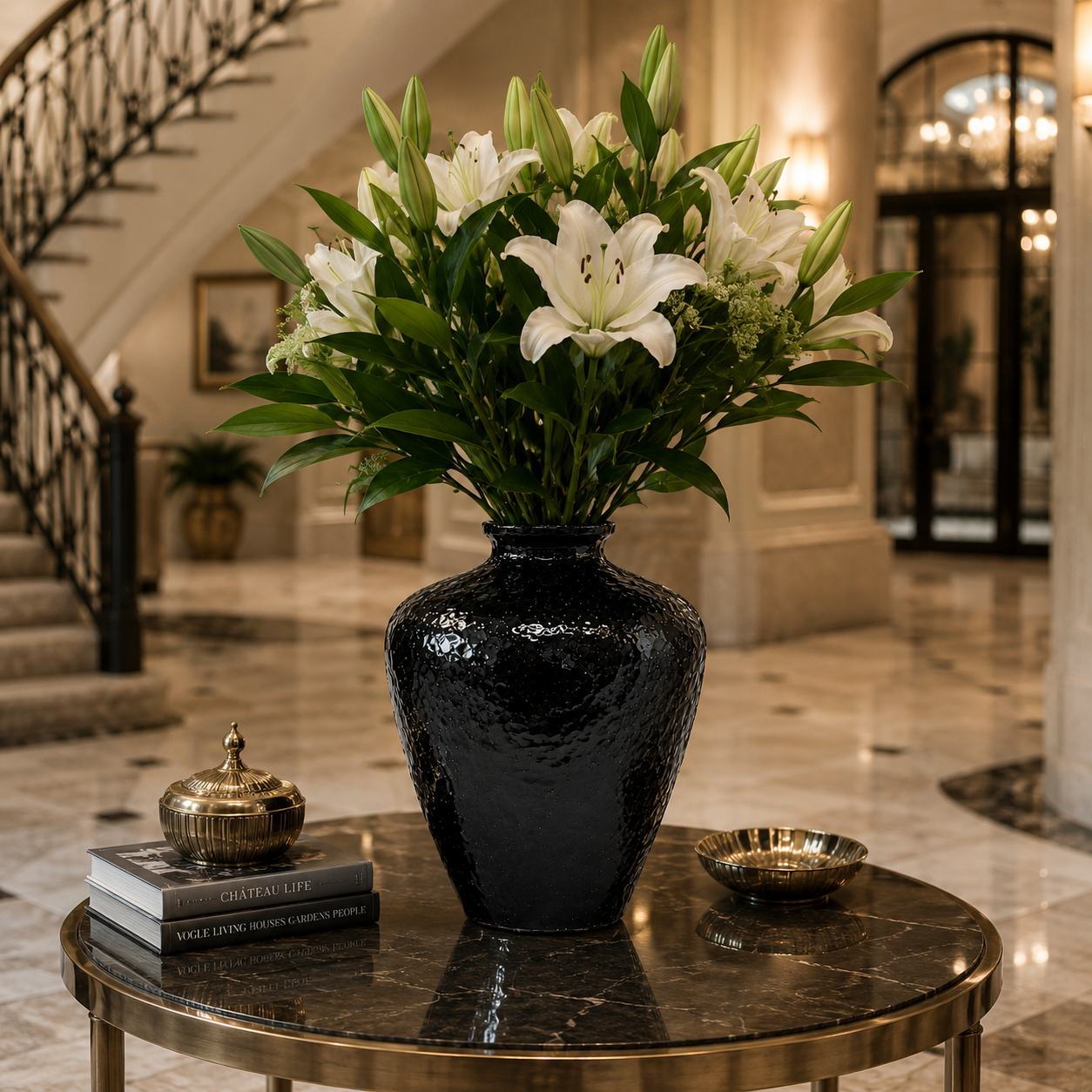 Ebonique Textured Amphora Ceramic Vase