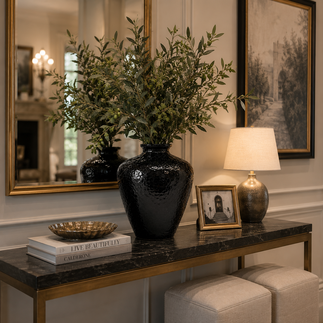 Ebonique Textured Amphora Ceramic Vase