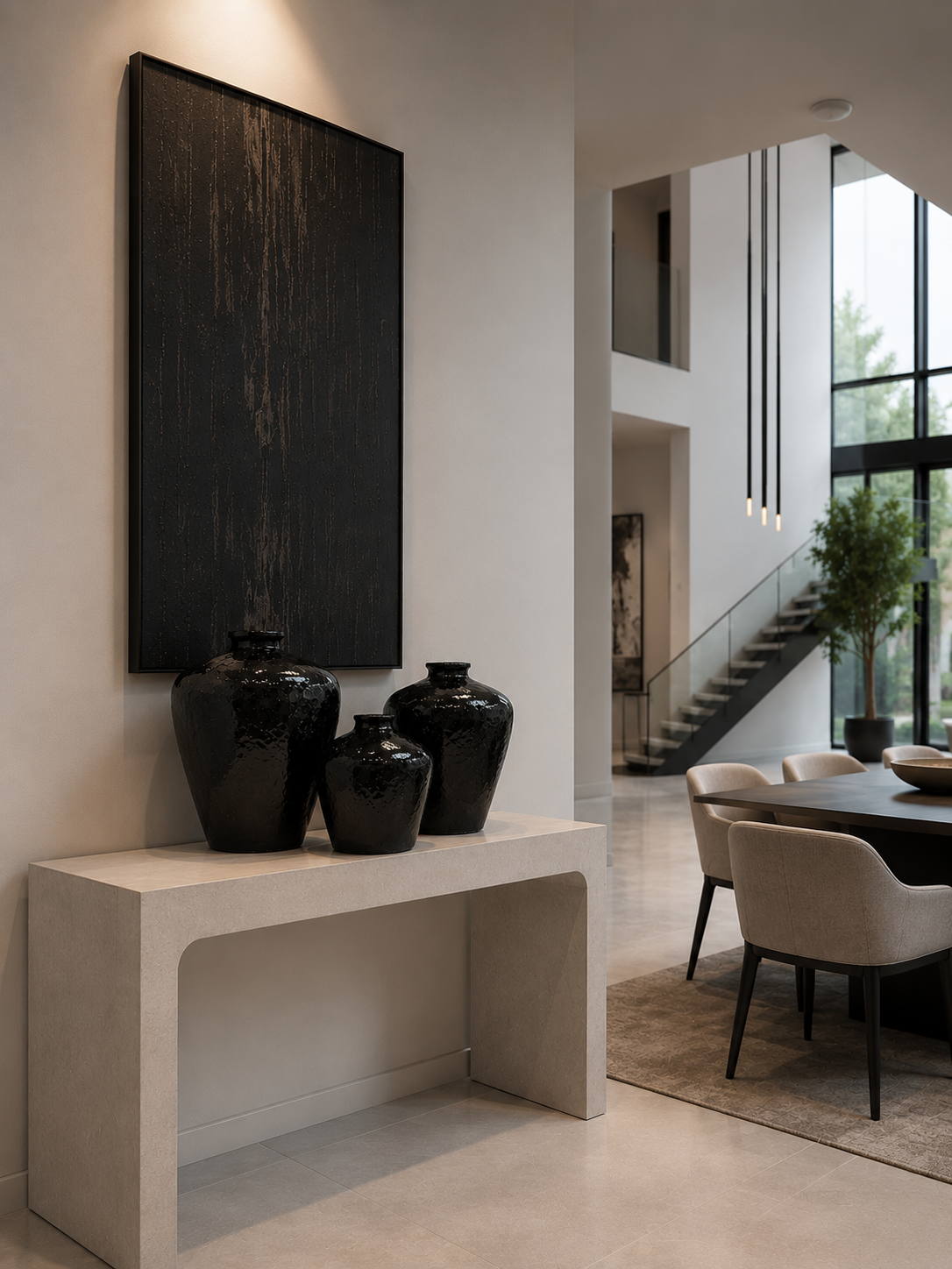 Ebonique Textured Amphora Ceramic Vase