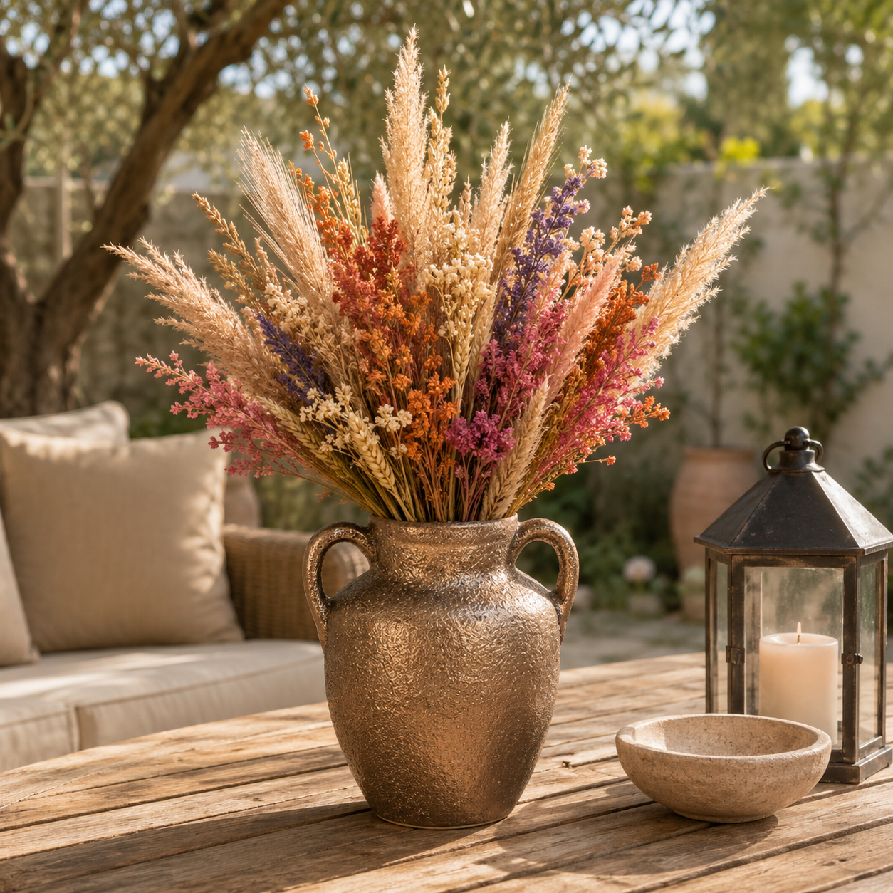 Finja Ceramic Amphora Vase with Lava Texture
