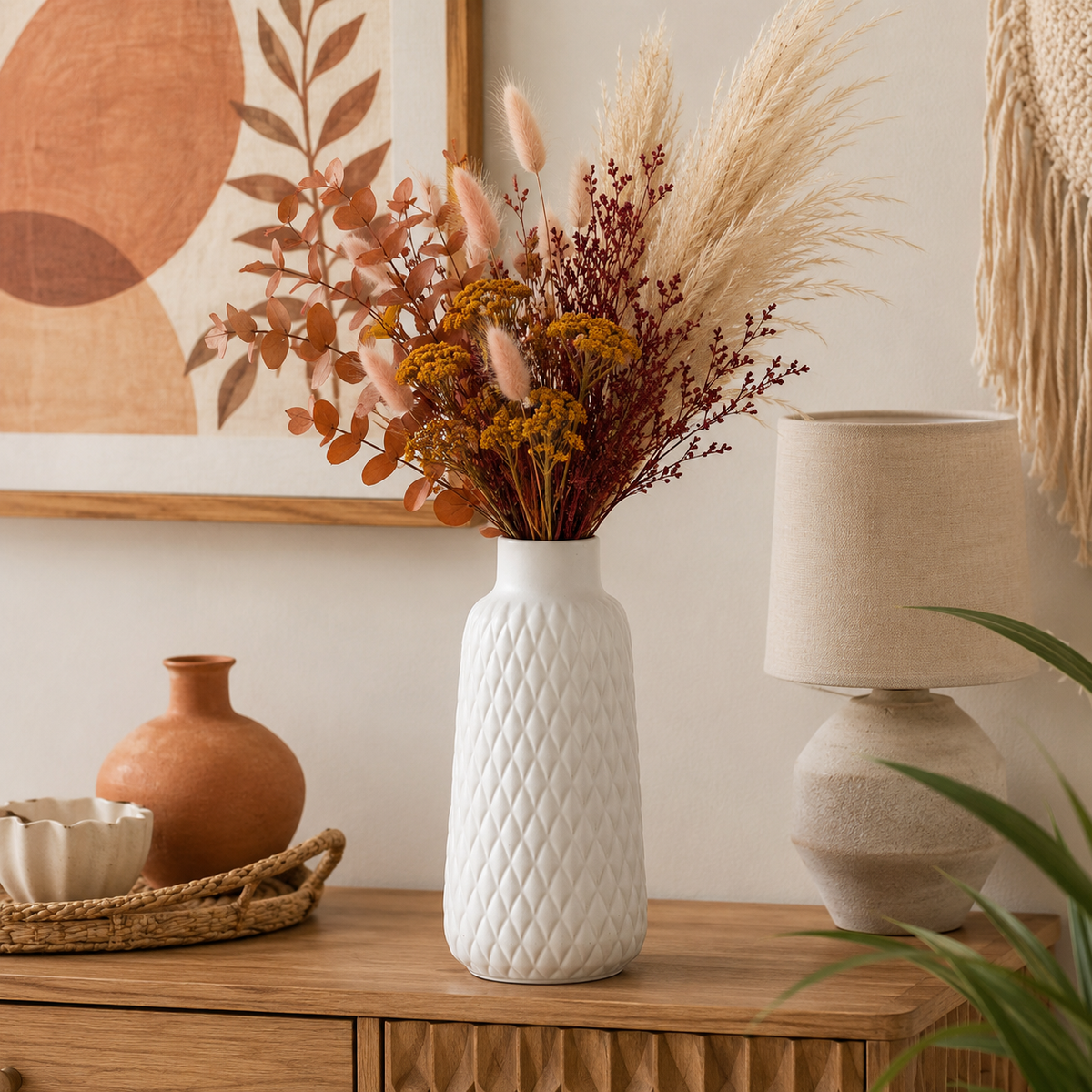 Finn Diamond Ceramic Bottled Vase