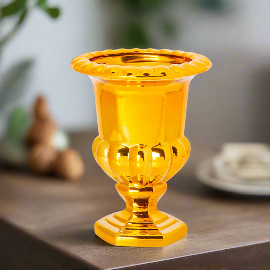 Galen Electroplated Glass Pedestal Urn Vase