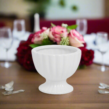 Grellen Rippled Off-White Compote Planters