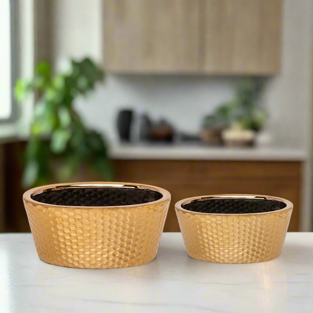Halora Honeycomb Oval Planter Set (Set of 2)
