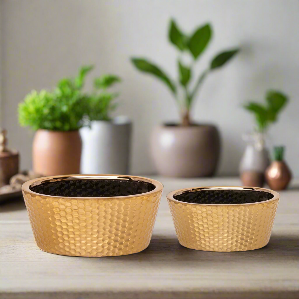 Halora Honeycomb Oval Planter Set (Set of 2)
