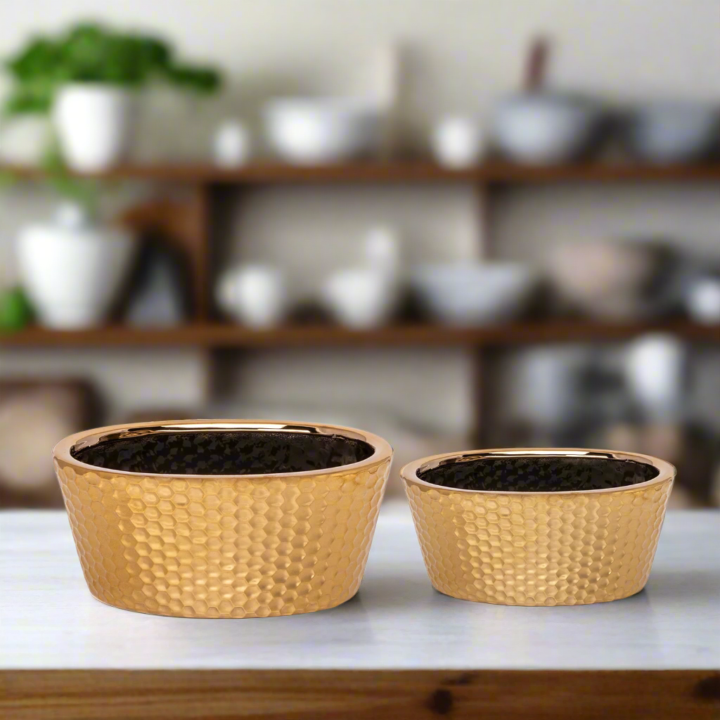 Halora Honeycomb Oval Planter Set (Set of 2)