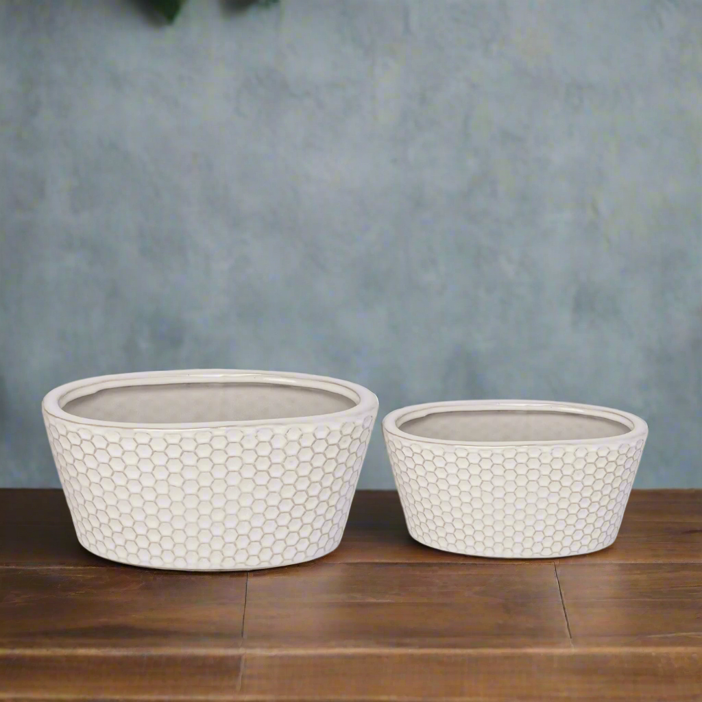 Halora Honeycomb Oval Planter Set (Set of 2)