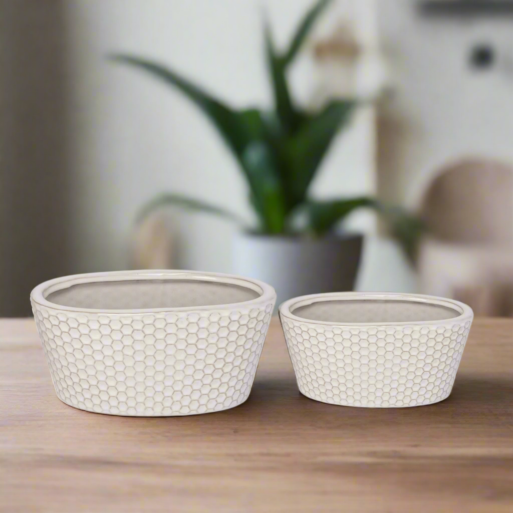 Halora Honeycomb Oval Planter Set (Set of 2)