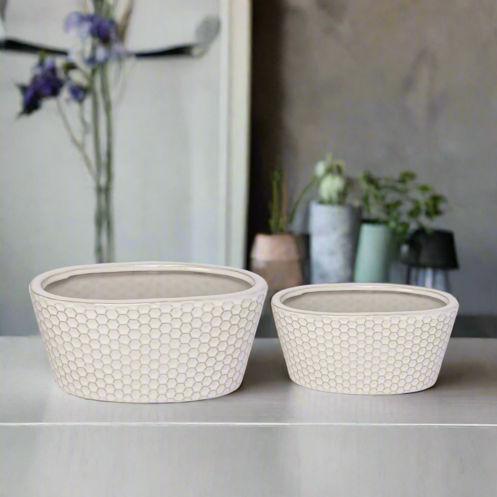 Halora Honeycomb Oval Planter Set (Set of 2)