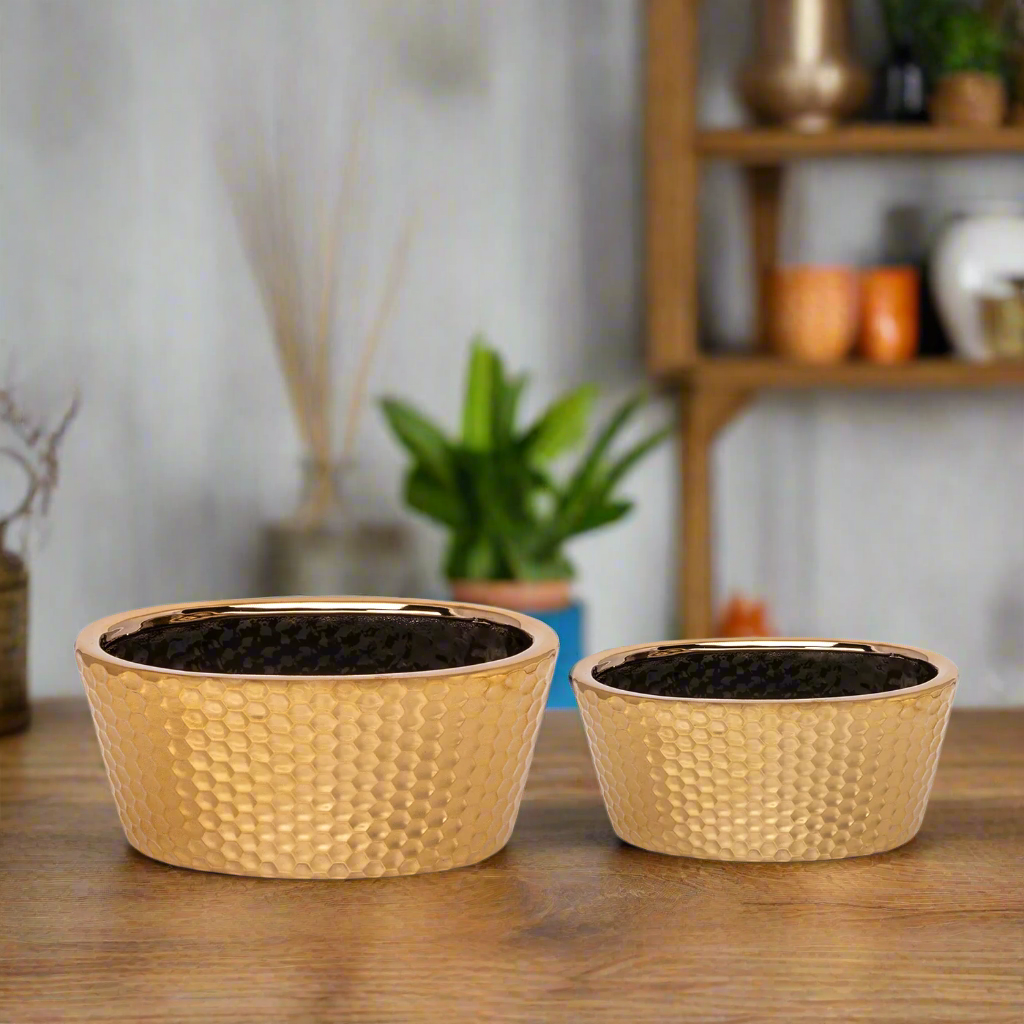 Halora Honeycomb Oval Planter Set (Set of 2)