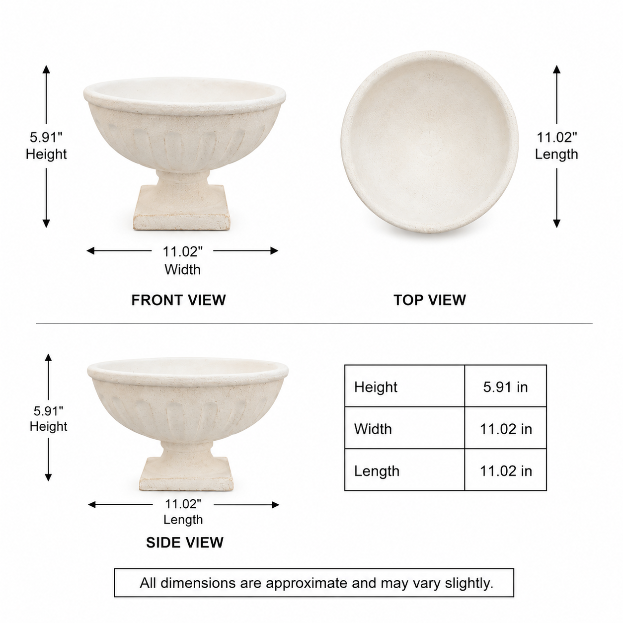 Huxley Fluted Pedestal Bowl Planter