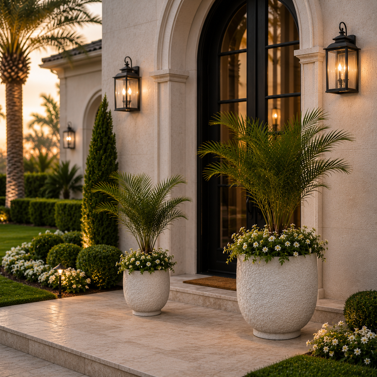 Irina Cylinder Planters with Pedestal Base (Set of 2)