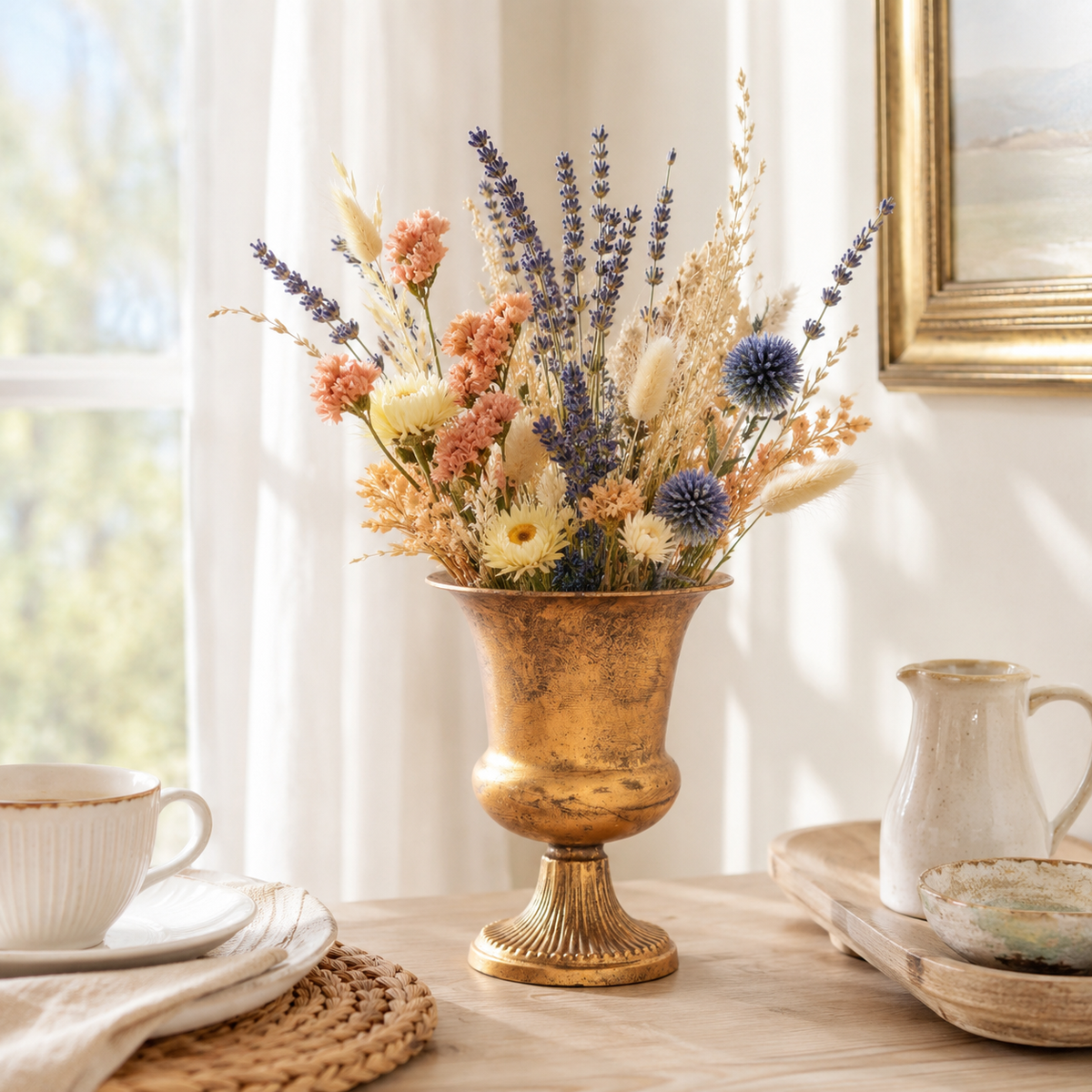 Kamryn Antique Gold Metal Urn Planter