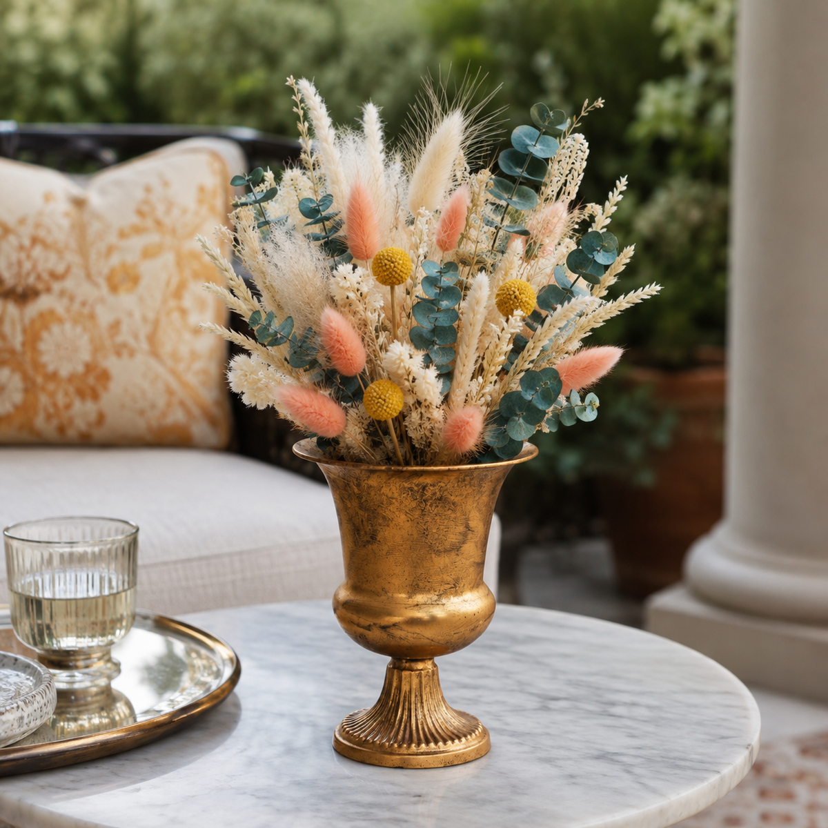 Kamryn Antique Gold Metal Urn Planter