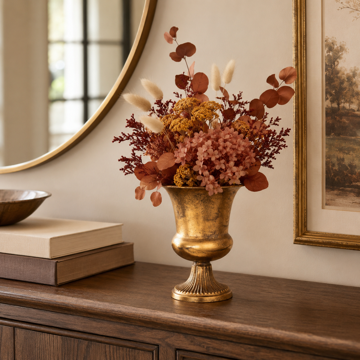 Kamryn Antique Gold Metal Urn Planter