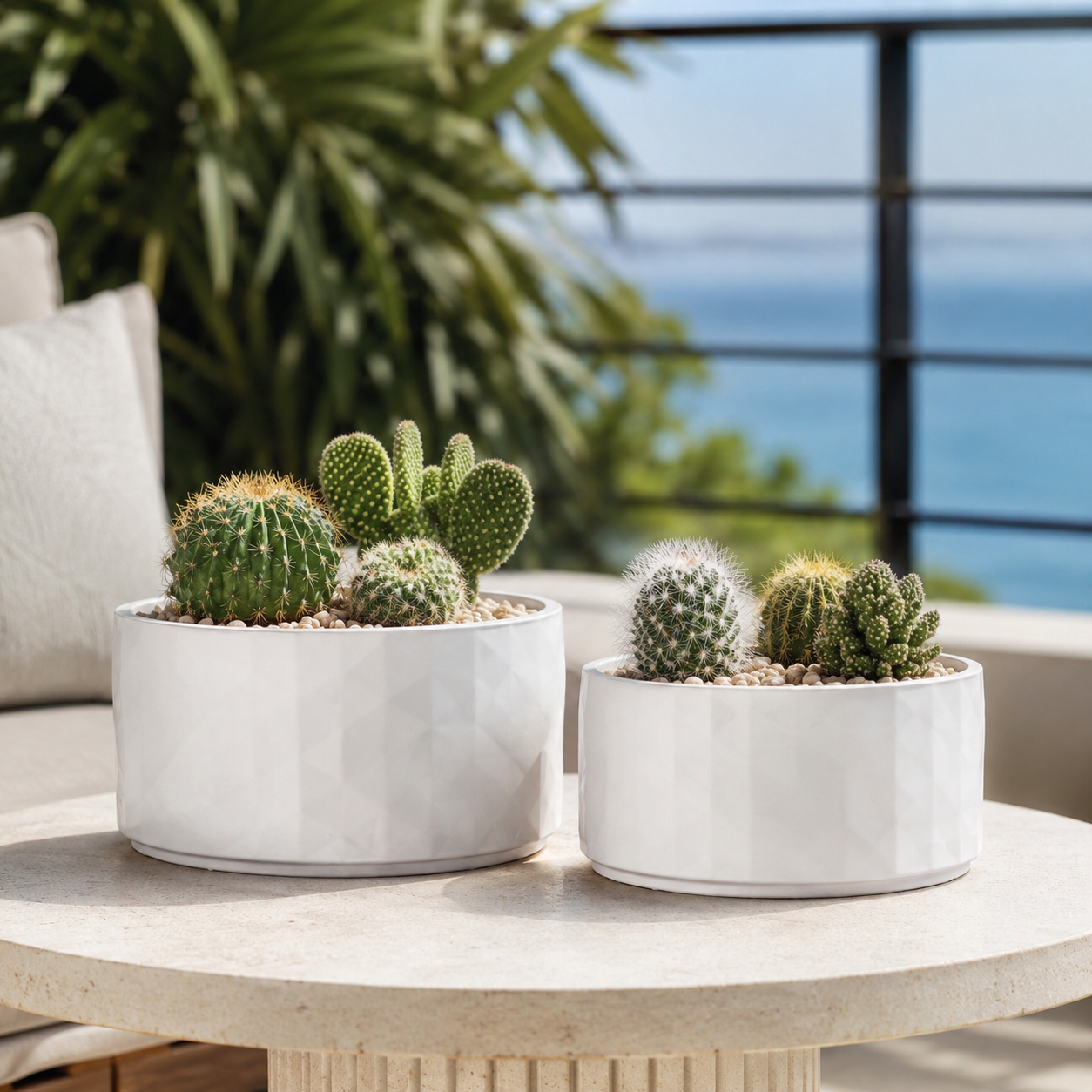 Liam Geometric Ceramic Planters (Set of 2)